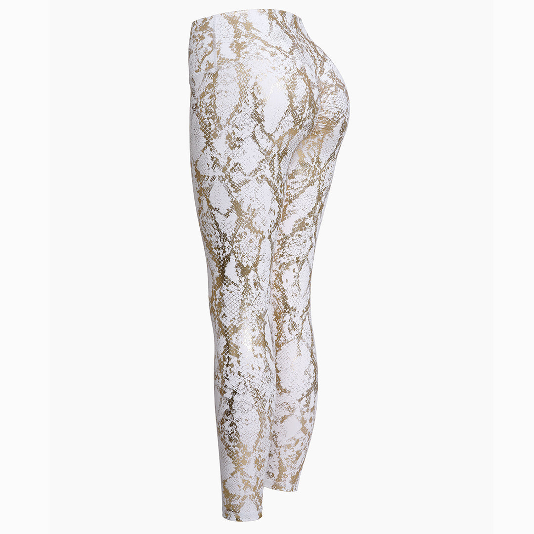 Damen Sportleggings im Schlangenprint mit hohem Bund Drune
