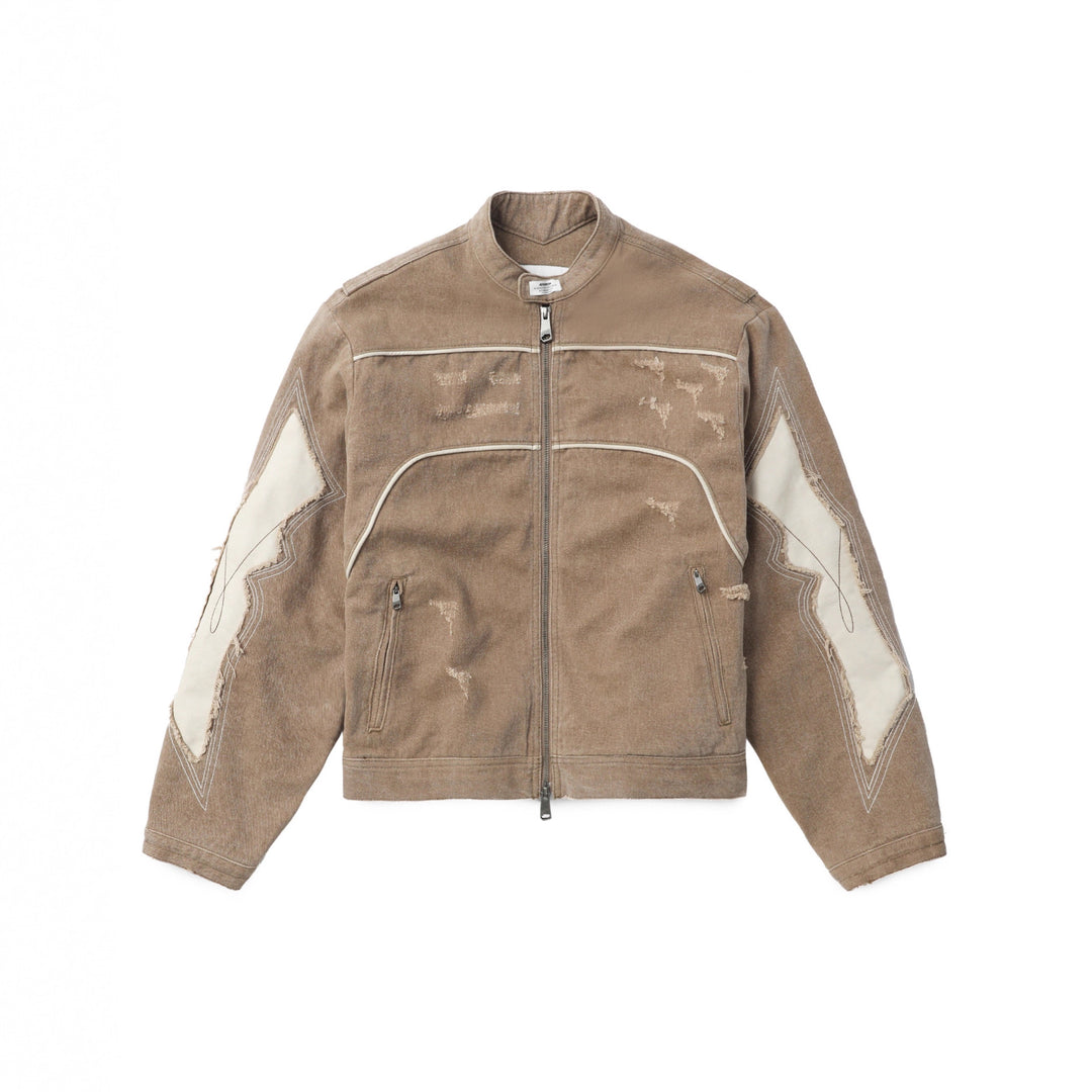 Damen Modische Jacke im Vintage-Stil mit kunstvollen Ziernähten und abgetragenem Effekt Drune
