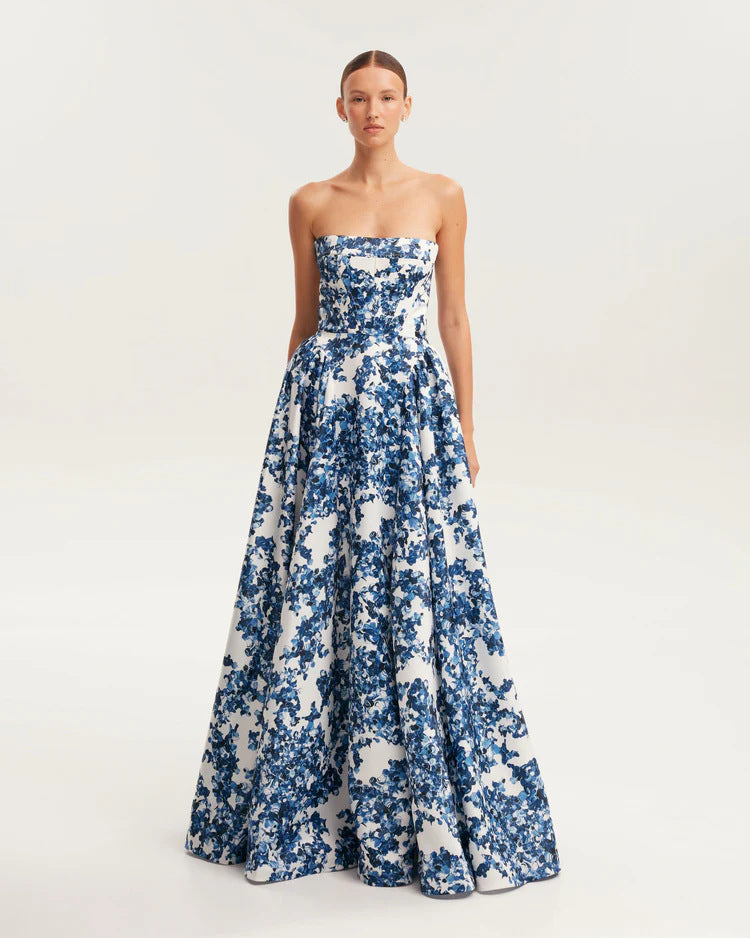 Damen Trachtenkleid mit floralem Design und Bustier-Oberteil Drune