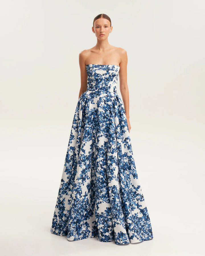 Damen Trachtenkleid mit floralem Design und Bustier-Oberteil Drune