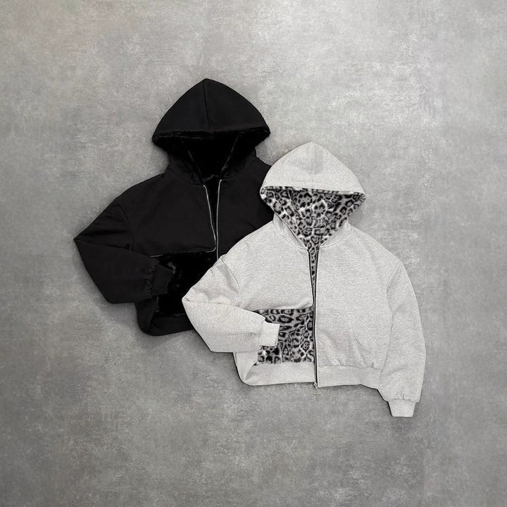 Damen Kapuzenjacke mit tierischem Fleece-Innenfutter und praktischen Taschen Drune