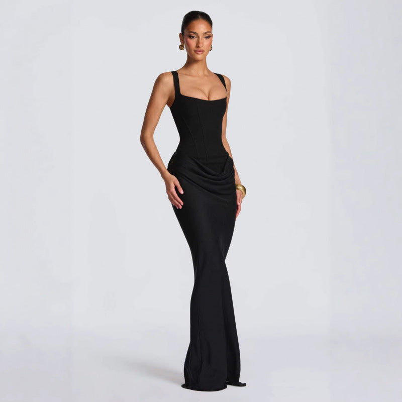 Damen Elegantes Maxi-Kleid mit raffinierten Drapierungen Drune
