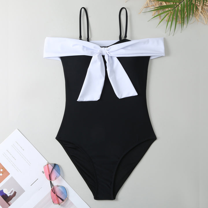 Damen Einteiler Badeanzug mit elegantem Wickel-Design und hohem Beinausschnitt Drune