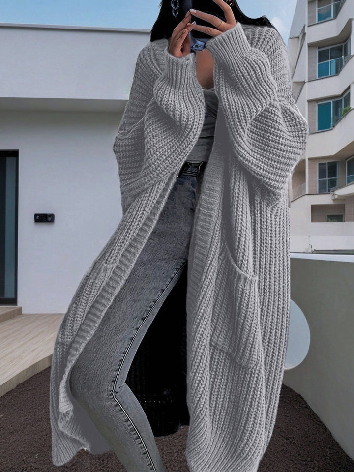 Damen Grobstrickjacke mit offener Front und praktischen Taschen Drune