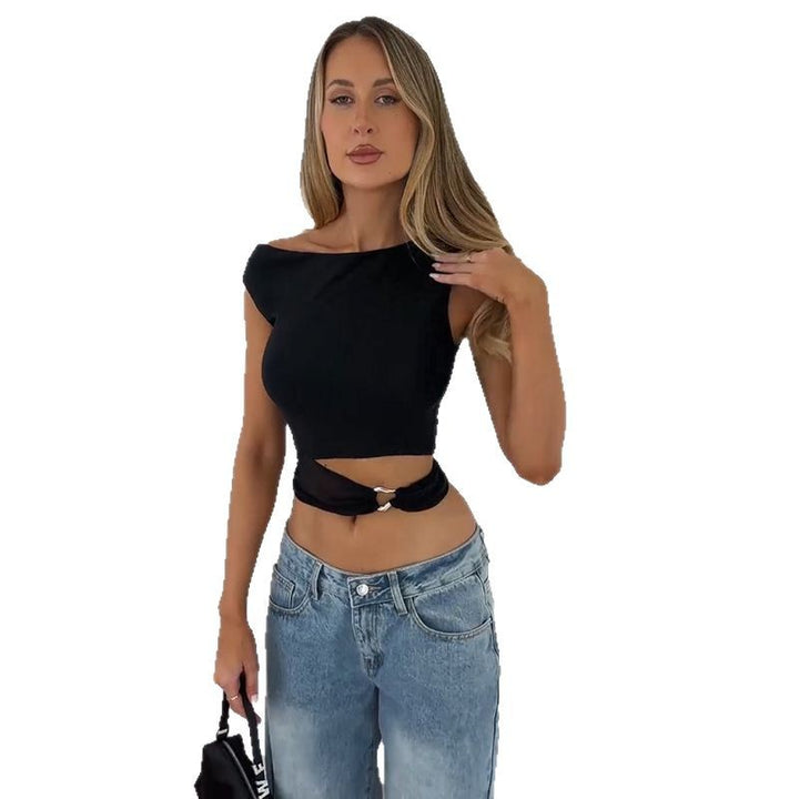 Damen Figurbetontes Crop-Top mit schickem Ringdetail Drune