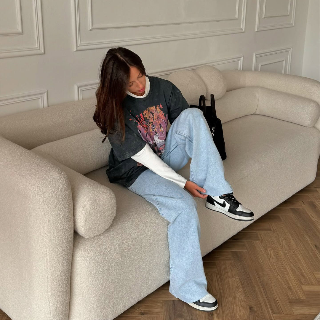 Damen bequemes Oversized T-Shirt mit lässigem Schnitt und einzigartigem Finish Drune