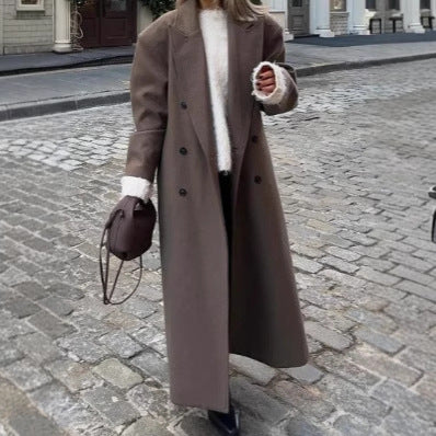 Damen Oversized Trenchcoat mit doppelter Knopfleiste und klassischem Revers Drune