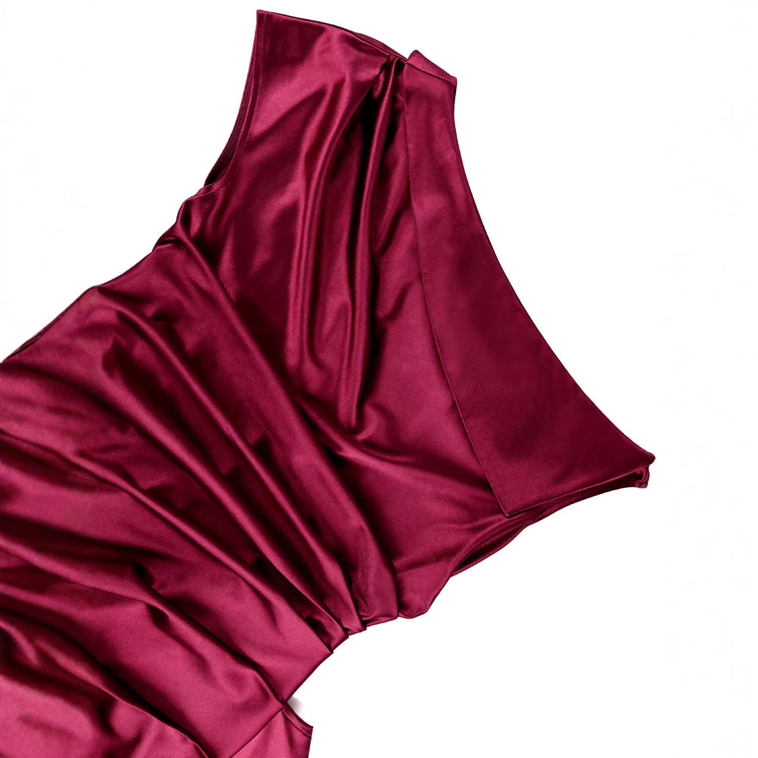 Damen figurbetontes Wickelkleid mit asymmetrischem Rüschen-Saum Drune