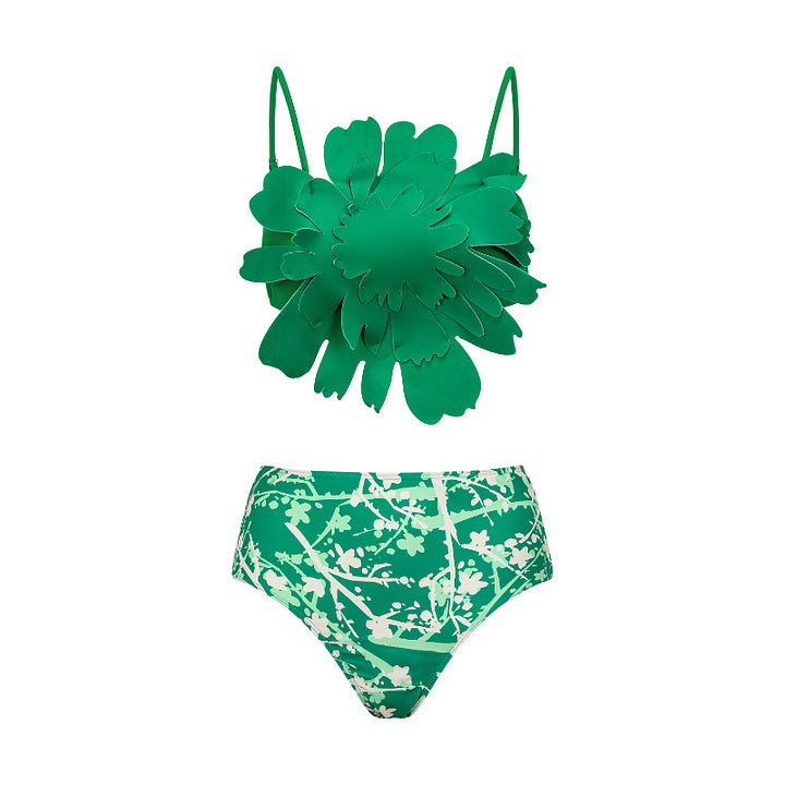 Damen Bikiniset mit besonderem Blumendekor und langem Wickelrock Drune