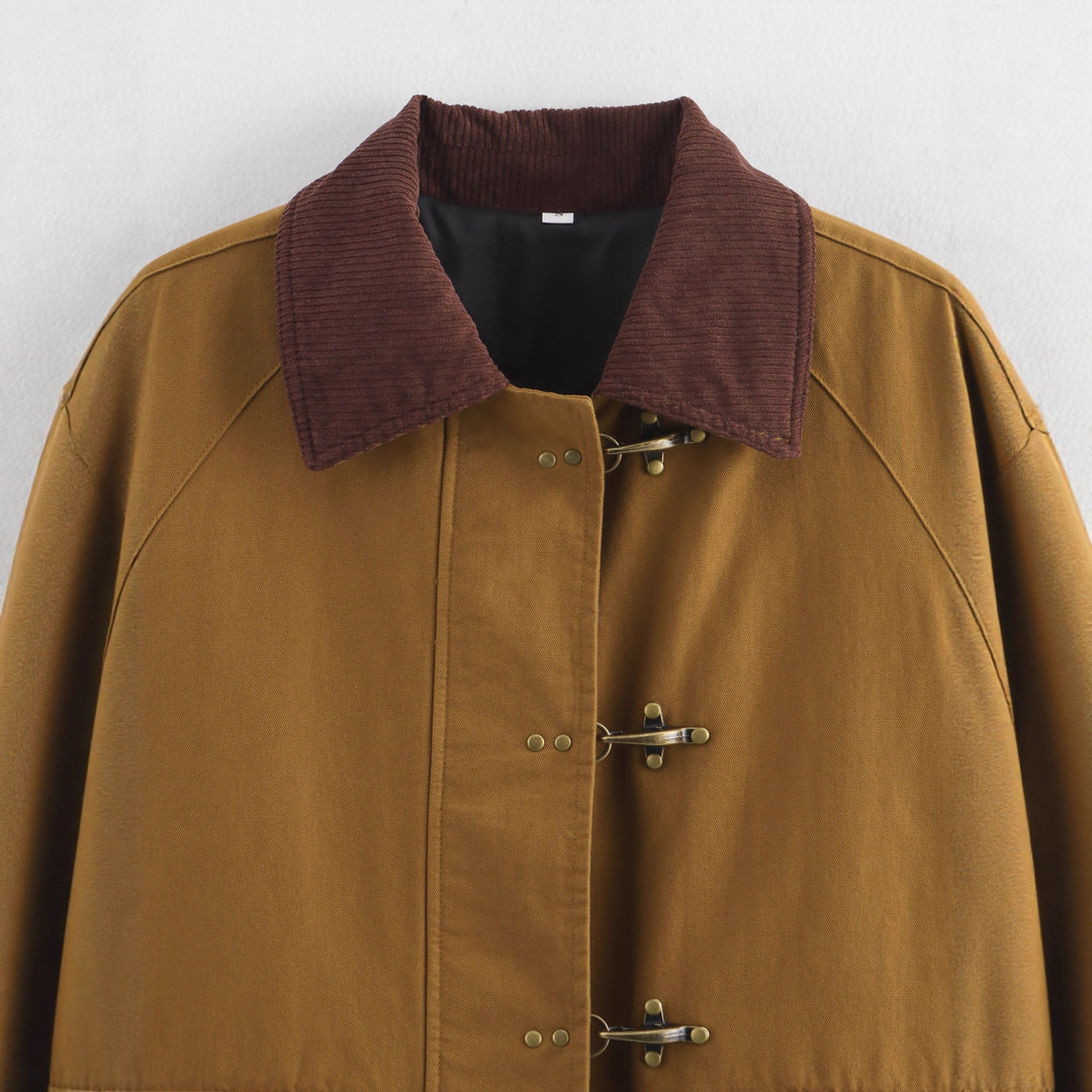 Damen utility Jacke mit dekorativen Knopfdetails Drune