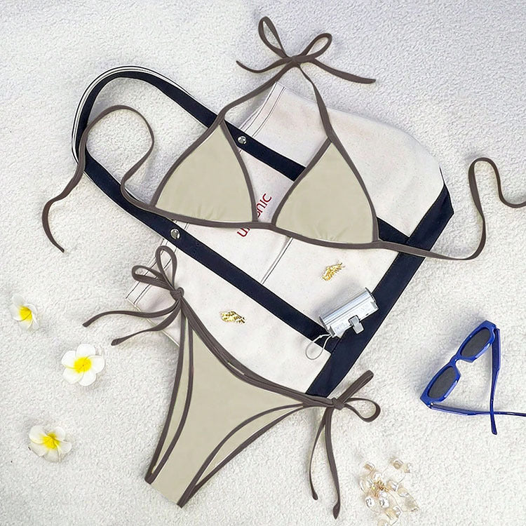 Damen Triangel-Bikini mit kontrastierenden Trägern Drune