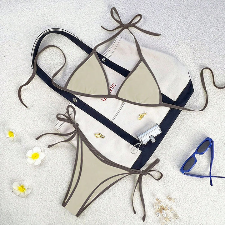 Damen Triangel-Bikini mit kontrastierenden Trägern Drune