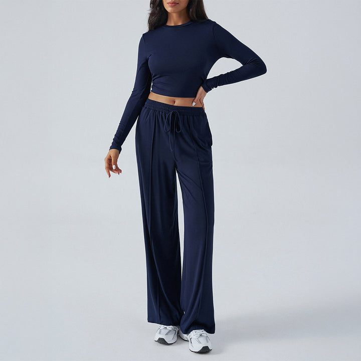 Damen nan weite Loungehose mit elastischem Kordelbund und fließender Jersey‑Qualität Drune