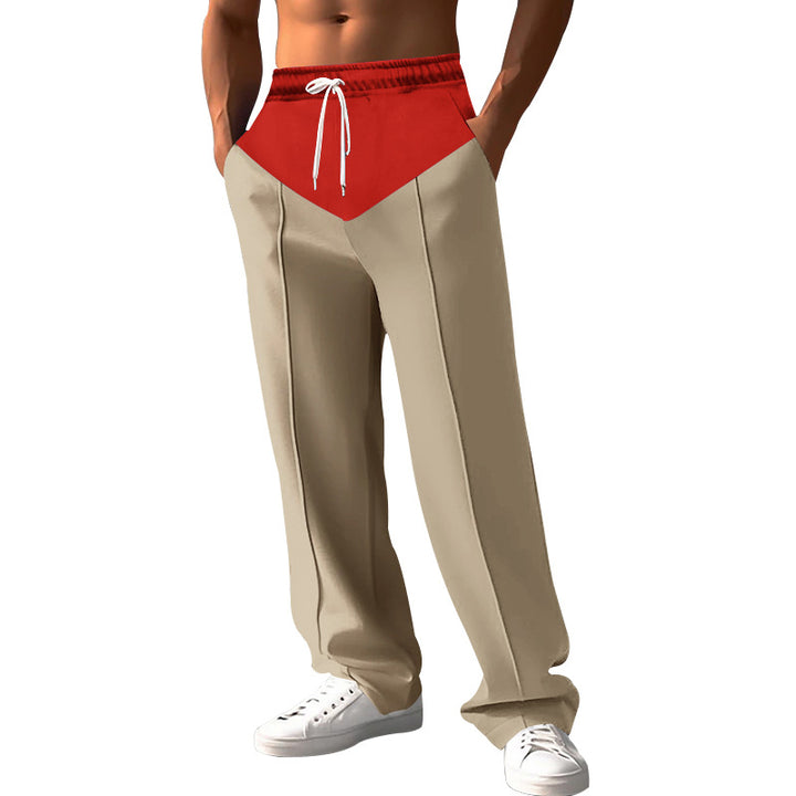 Herren nan Relaxed-Fit Sweathose mit V-Bund, Kordelzug, Eingrifftaschen und sichtbarer Bügelfalte Drune