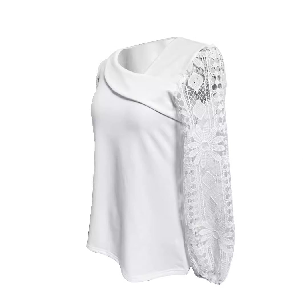 Damen Designer Bluse mit Spitzeneinsätzen und elegantem Schnitt Drune