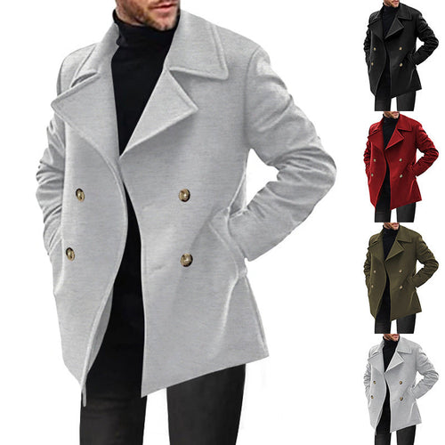 Herren klassischer Peacoat mit modischem Revers und eleganten Knopfdetails Drune