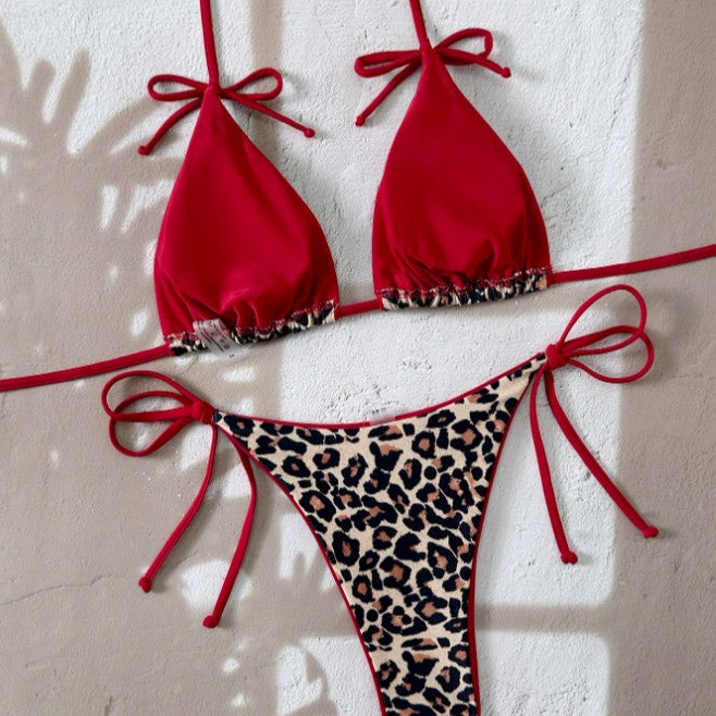 Damen Triangel-Bikini mit aufregendem Leopardenmuster Drune