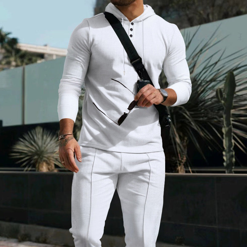 Herren nan Slim-Fit Kapuzenpullover und Jogginghose Set aus atmungsaktivem Funktionsjersey Drune