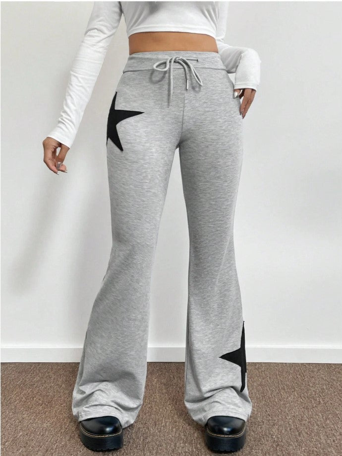 Damen lässige Sweatpants mit weitem Bein und Sternenmotiv Drune