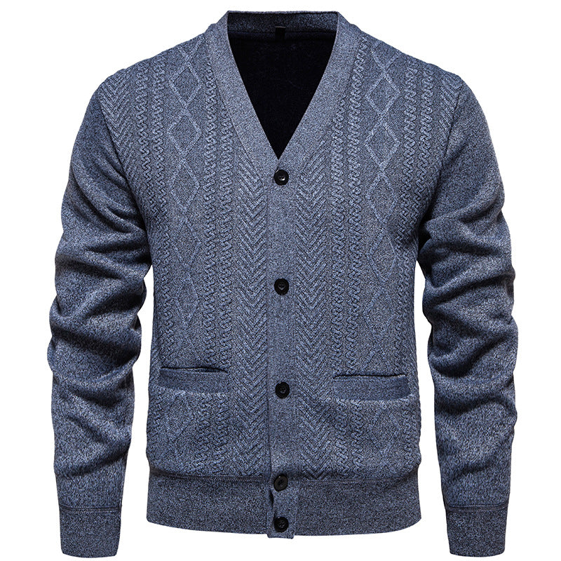 Herren klassische Strickjacke mit strukturiertem Design und praktischen Taschen Drune