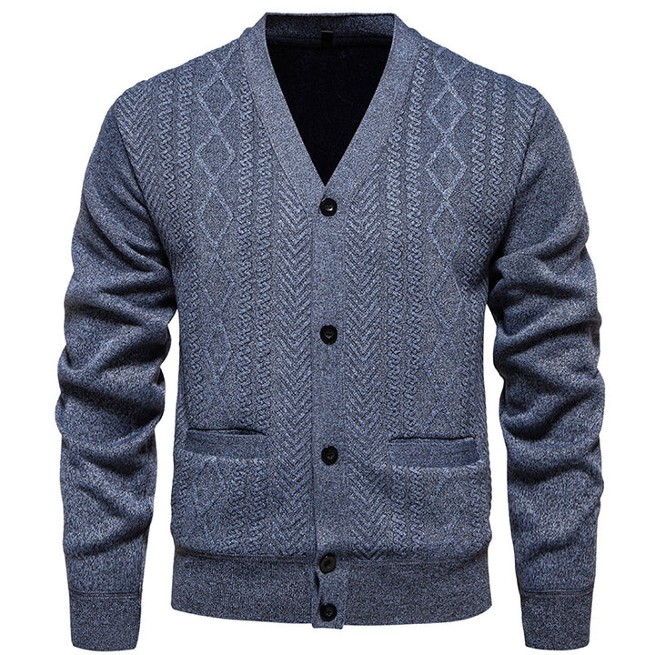 Herren klassische Strickjacke mit strukturiertem Design und praktischen Taschen Drune