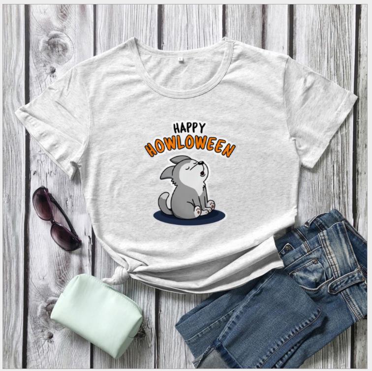 Frauen Grafik T-Shirt mit verspieltem Halloween Hundedesign Drune