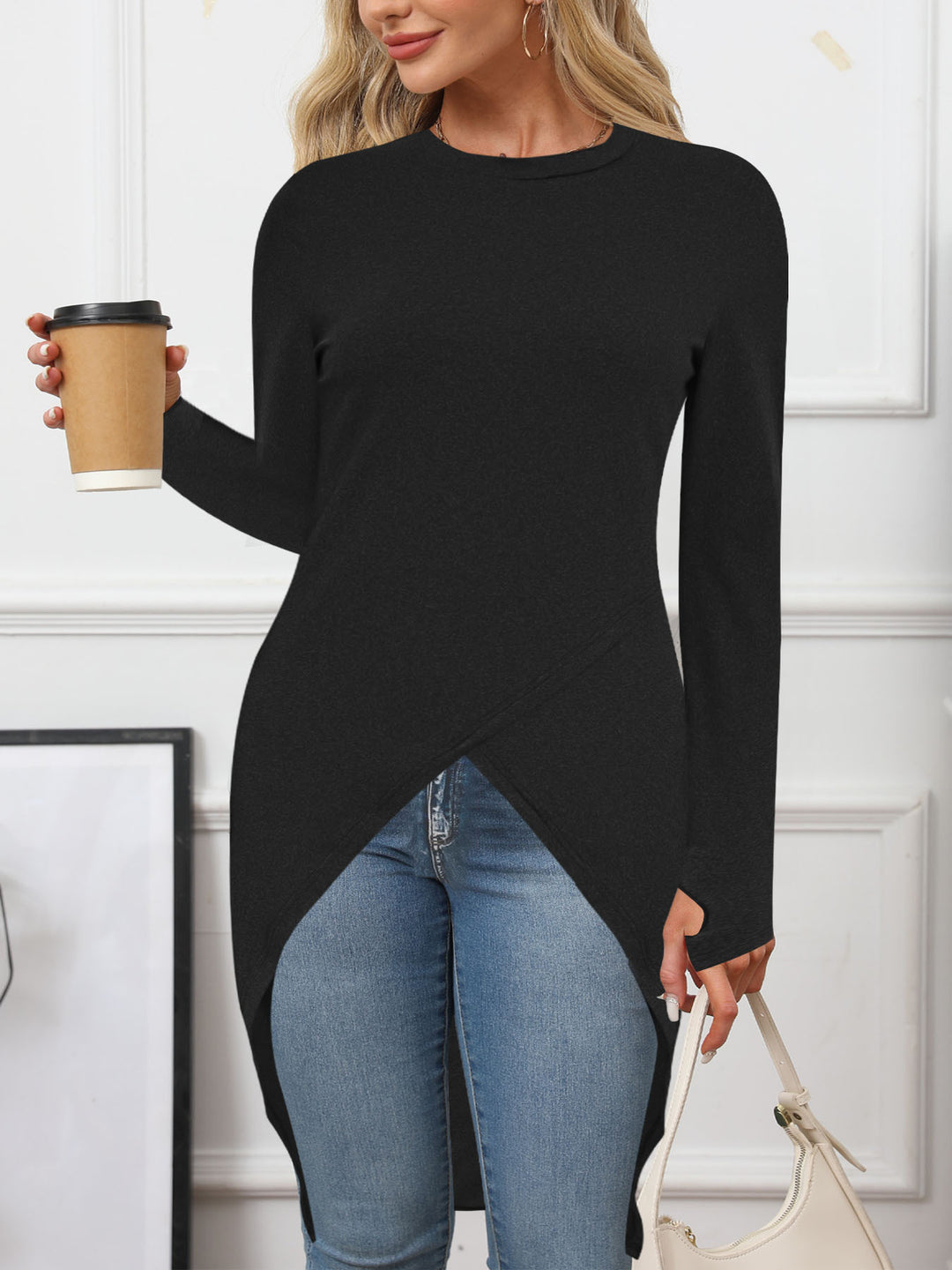 Damen asymmetrisches Langarmshirt Drune