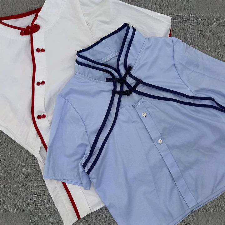 Damen Elegante Chiffon-Bluse mit Stehkragen und Rüschendetails Drune