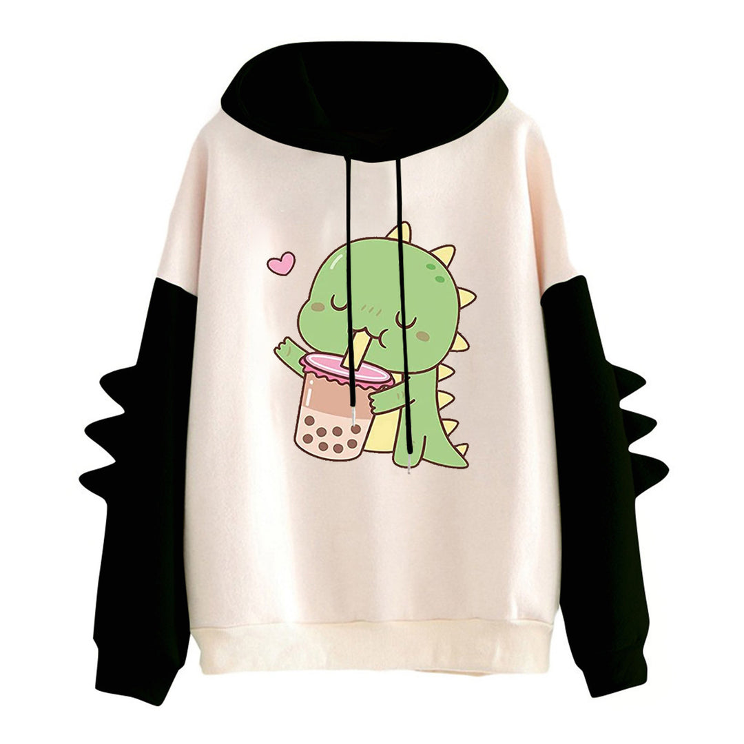 Damen Kapuzenpullover mit niedlichem Dinosauriermotiv und ergonomischem Schnitt Drune