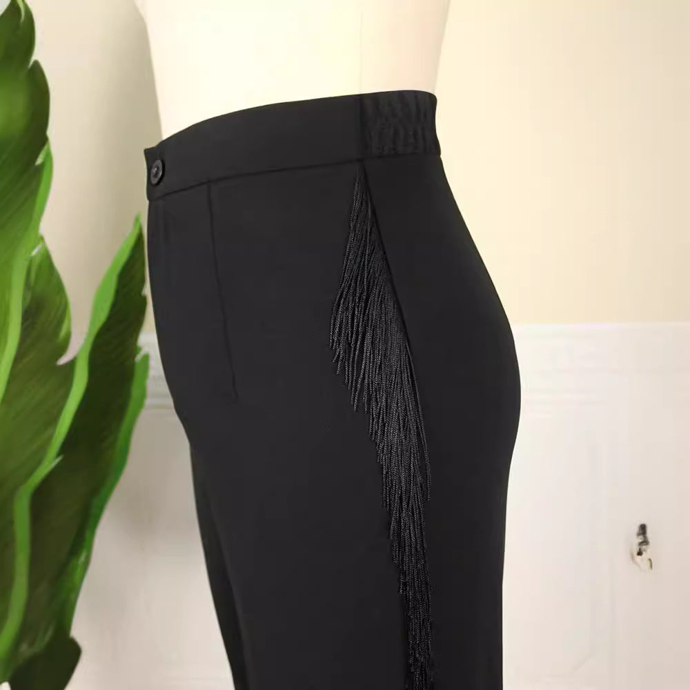 Damen elegante Hose mit fransigen Details Drune