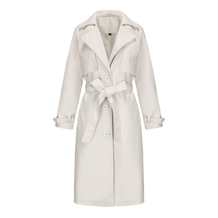 Damen modischer Trenchcoat aus hochwertigem Kunstleder Drune