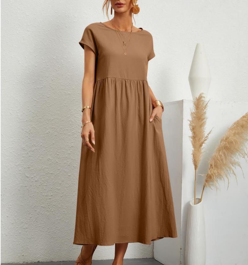 Damen lässiges Midikleid mit elegantem Schnitt und praktischen Taschen Drune