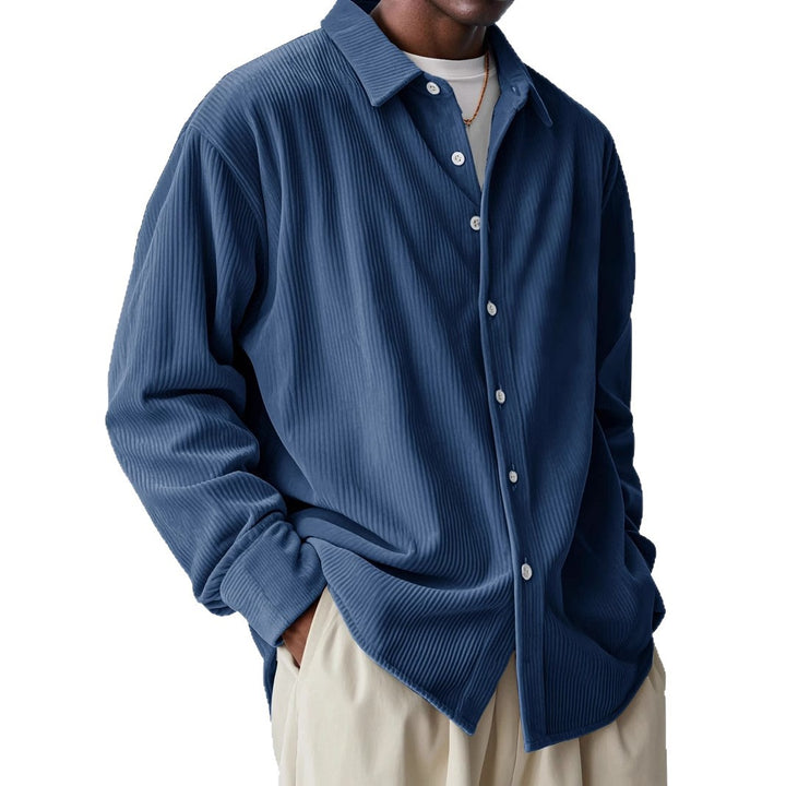 Herren nan oversized Kordhemd mit feiner Rippenstruktur und Relaxed-Fit Drune