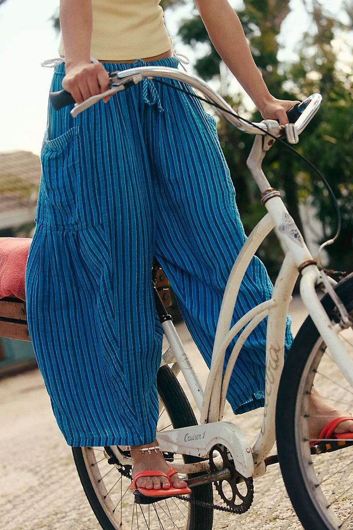 Damen lässige Weite Sommer-Hose mit elastischem Bund und praktischen Taschen Drune