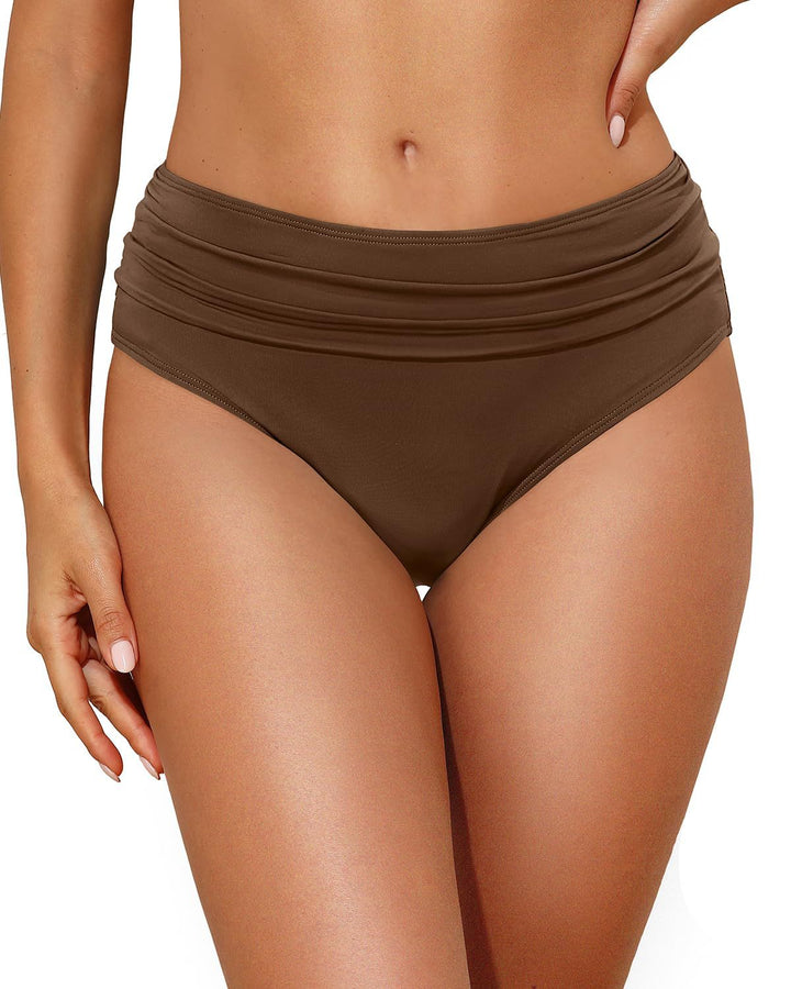 Damen Hochtaillierte Bikinihose mit eleganter Raffung Drune