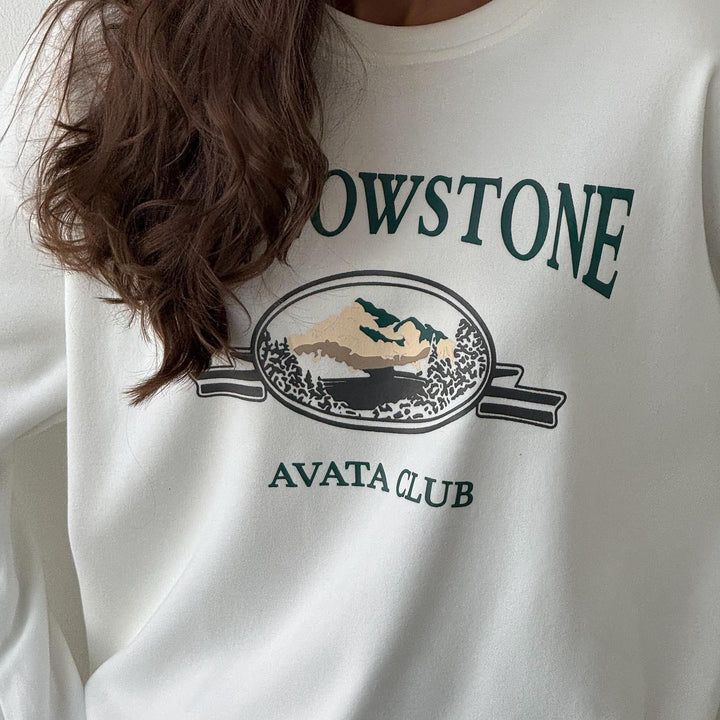 Damen lässiges Sweatshirt mit kreativem Bergmotiv und komfortablem Schnitt Drune