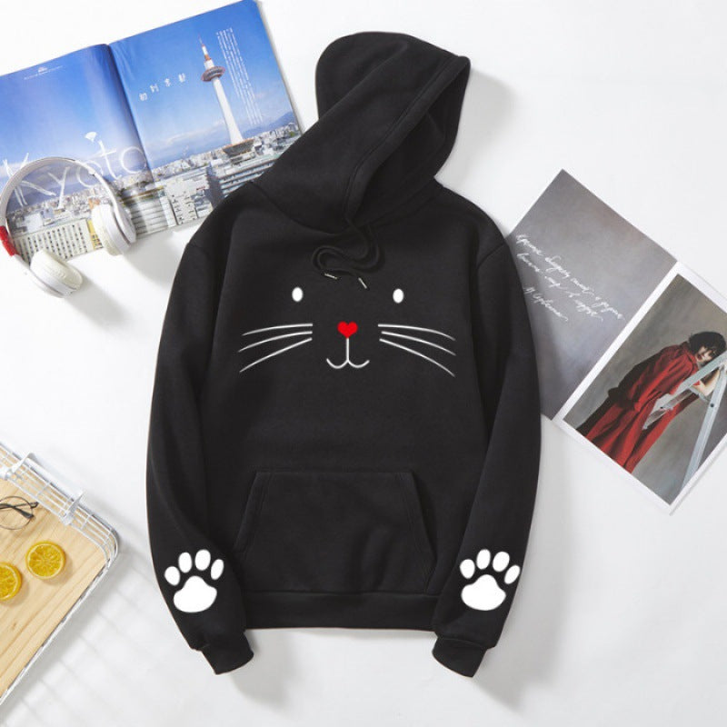 Damen Kapuzenpullover mit süßem Katzenmotiv Drune
