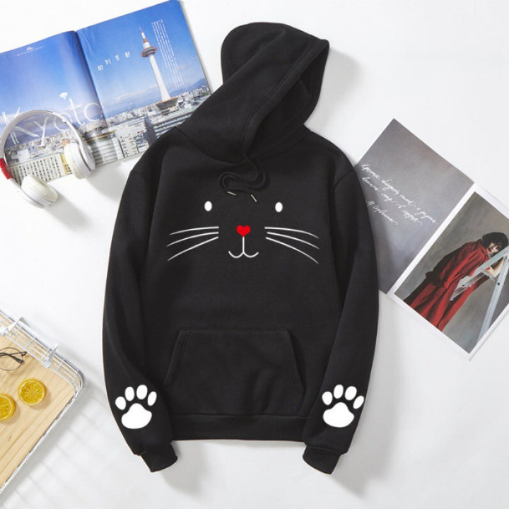 Damen Kapuzenpullover mit süßem Katzenmotiv Drune