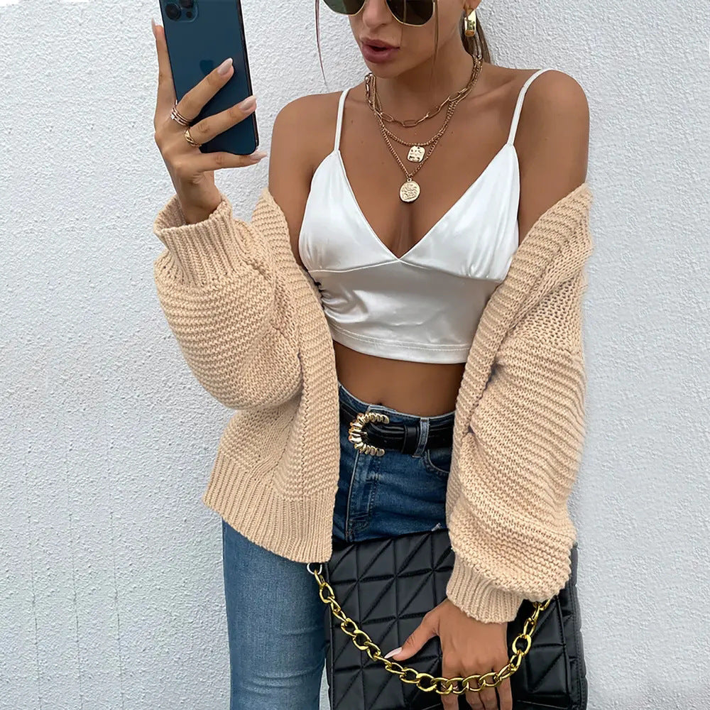 Damen Grobstrickjacke mit oversized Ärmeln und offener Front Drune