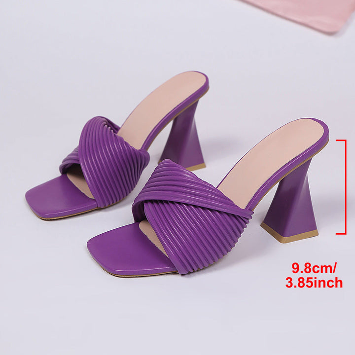 Damen Trendy Slipper mit strukturiertem Riemen und blockiertem Absatz Drune