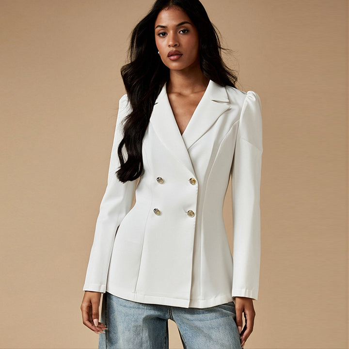 Damen eleganter Tailored Blazer mit puffärmeligen Details Drune