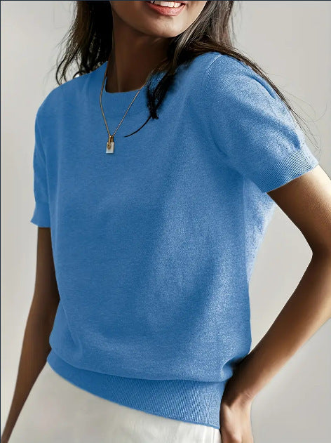 Damen Feinstrickpullover mit kurzarmiger Silhouette und weich fließendem Material Drune