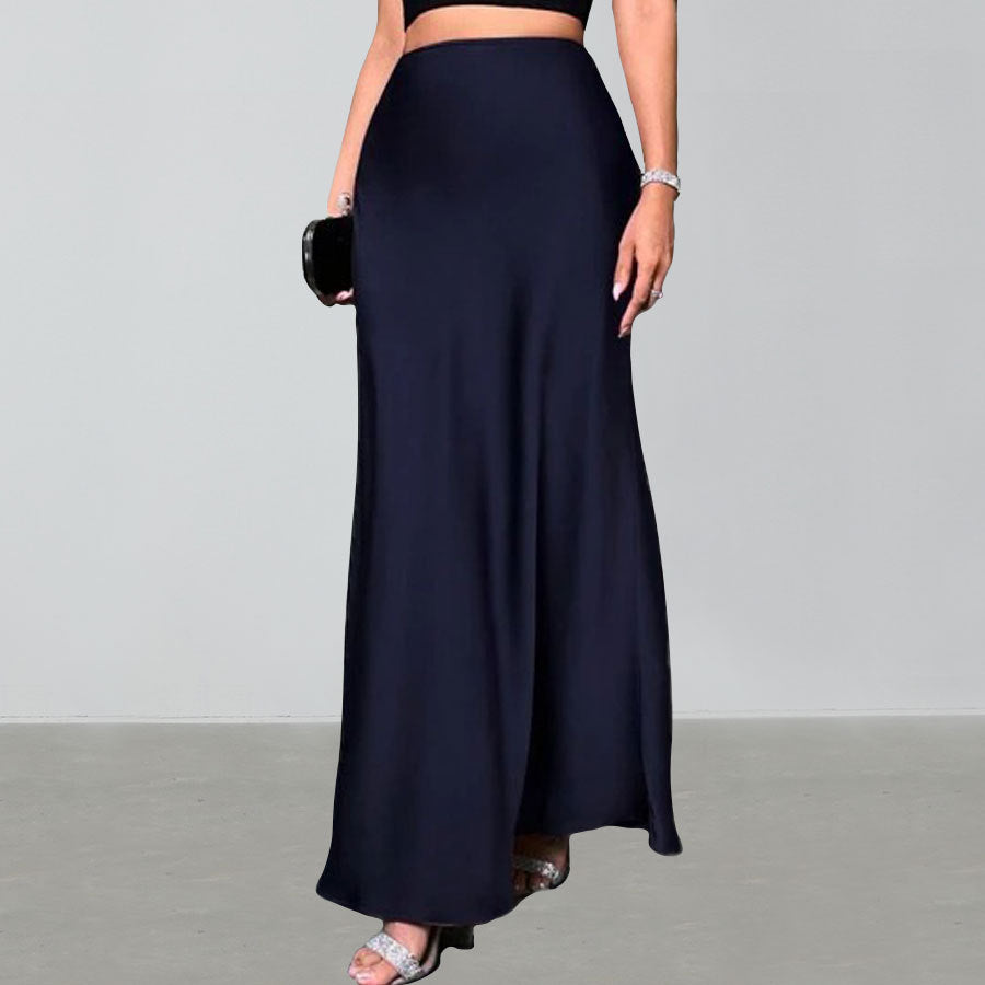 Damen Eleganter Maxirock mit schwingendem Schnitt und hohem Bund Drune