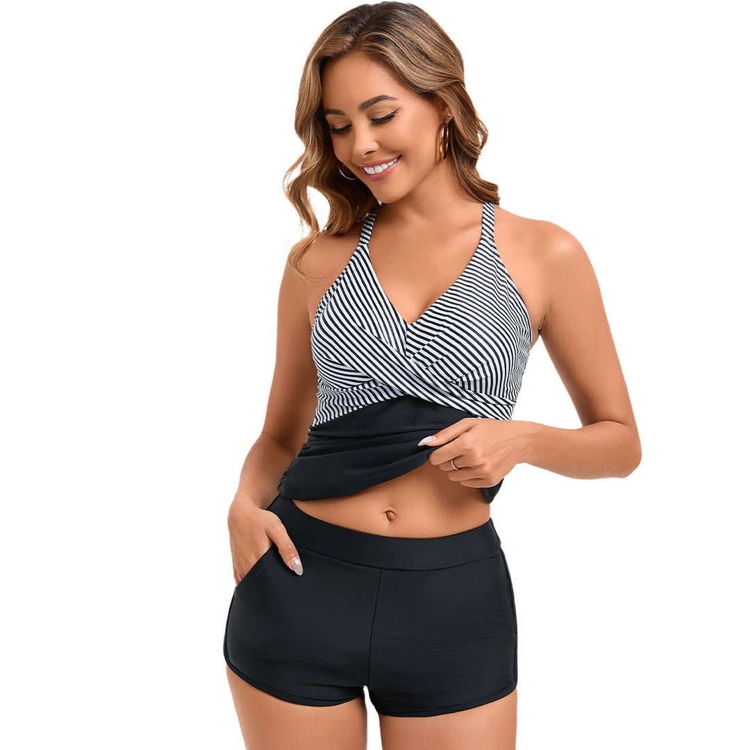 Damen Retro Badeanzug mit bequemen Shorts Drune