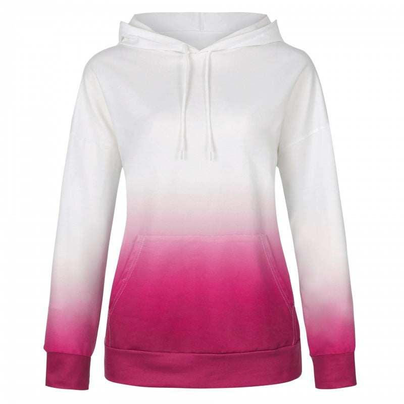 Damen Kapuzenpullover mit modernen Farbverlauf und praktischen Kängurutaschen Drune