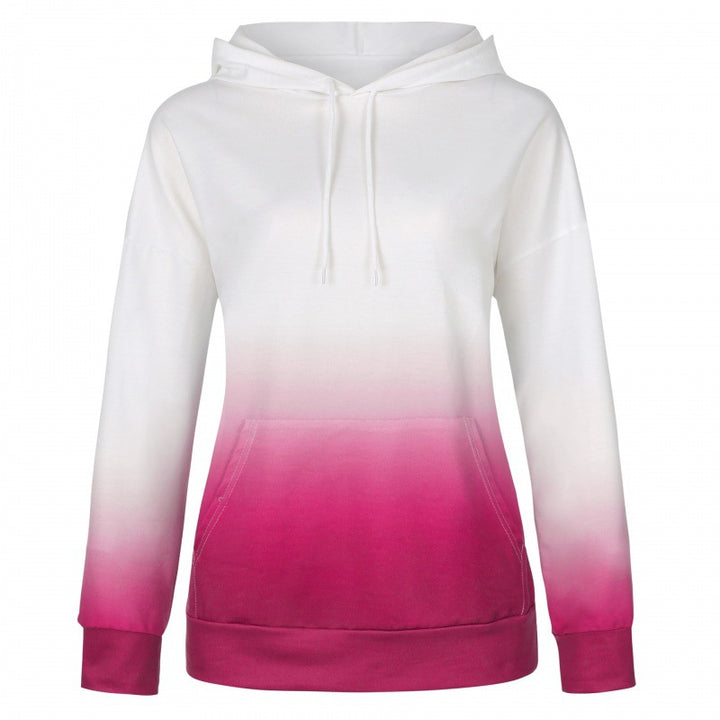 Damen Kapuzenpullover mit modernen Farbverlauf und praktischen Kängurutaschen Drune