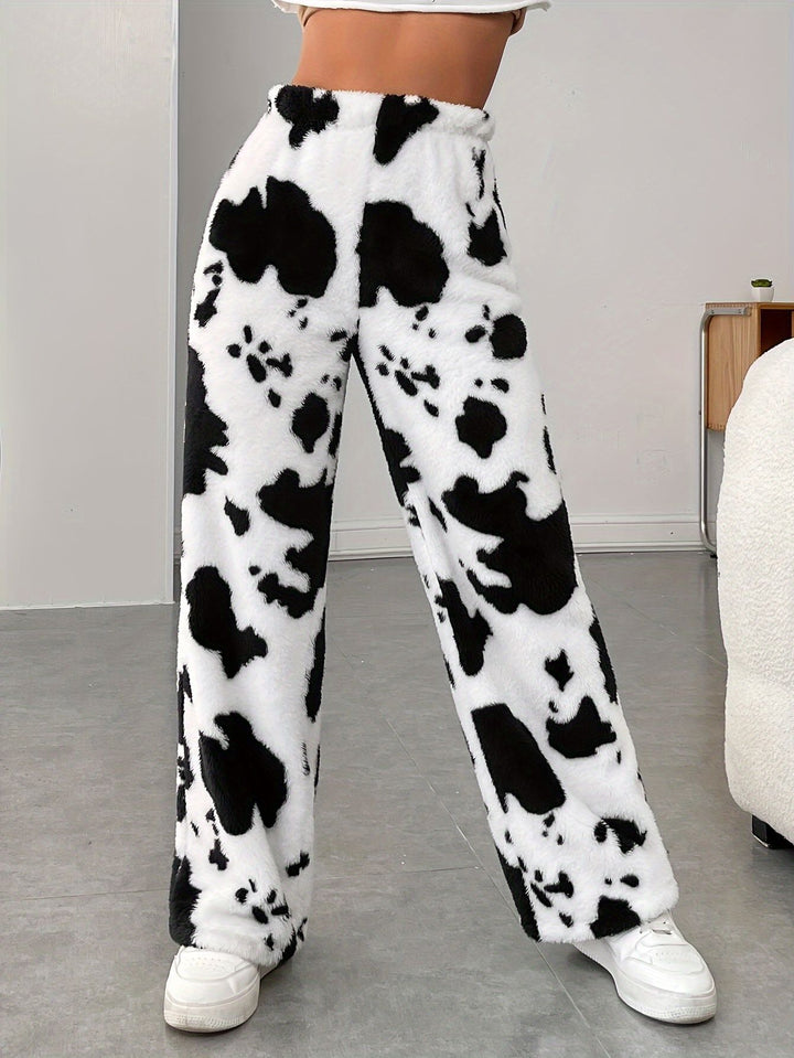 Damen Fleece-Hose im trendigen Kuhmuster Drune