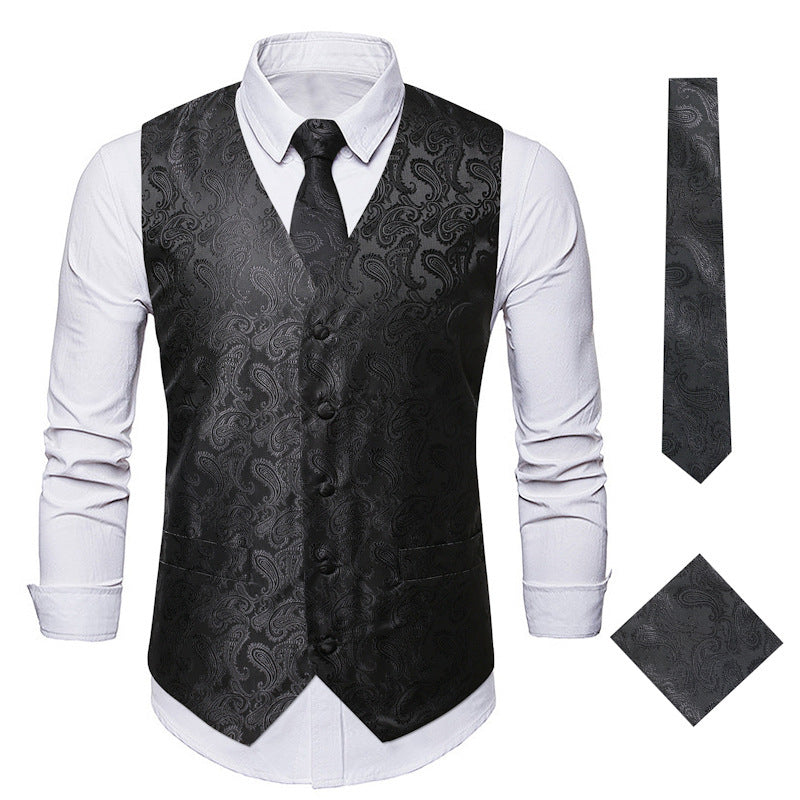 Herren elegante Anzugweste mit eleganten Paisley-Muster und passendem Zubehör Drune