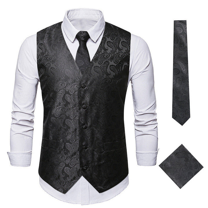 Herren elegante Anzugweste mit eleganten Paisley-Muster und passendem Zubehör Drune