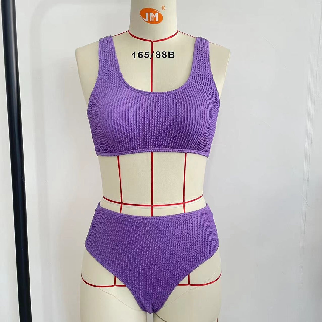 Damen High-Waist Bikini-Set mit modischem Rippstrick Drune